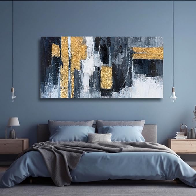 VAYIMDH Abstract Wall Print Textured Wall Pictures Large Canvas Wall Art for Living Room 29"x58" Office Wall Decor Gold Foil Artwork