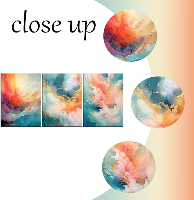 Abstract Canvas Wall Art Colorful Picture Painting Wooden Framed Rendering Posters Prints Artwork for Modern Home Women Bedroom Bathroom Kitchen Hotel Ready to Hang [36''W x 16''H]