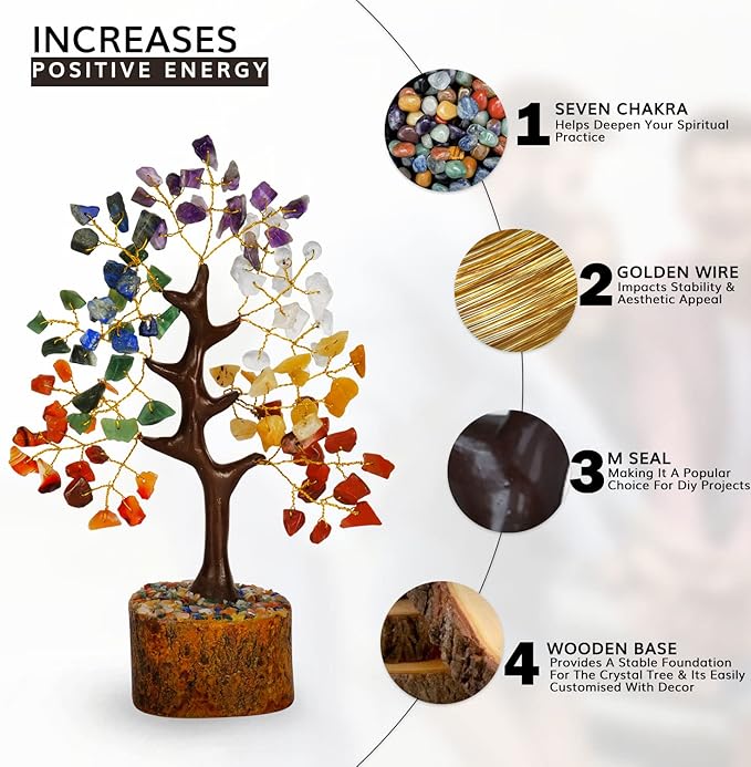 NARIBABU Seven Chakra Crystal Tree for Positive Energy - Gem Tree Gifts for Women - Home Office Decor Good Luck Positive Energy Gifts