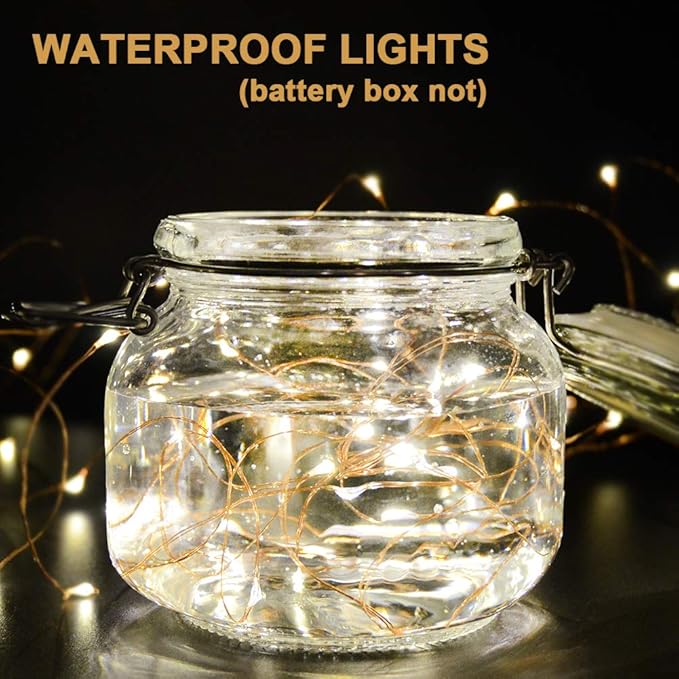 MUMUXI 32 Pack 7.2ft Fairy Lights Battery Operated, 20 LED String Lights Waterproof Copper Wire Starry Firefly LEDs for Wedding Party Jars Christmas Decorations Warm White
