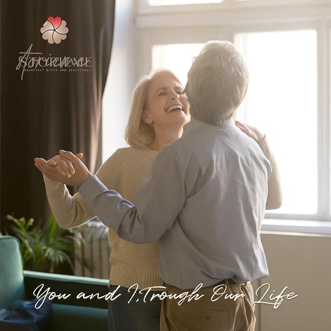 25th & 50th Gifts for Parents Anniversary Silver & Golden Wedding Gift for Couples Elderly Couple Statue Sitting Together Romantic Keepsake for Wife Husband Valentines Day Gifts