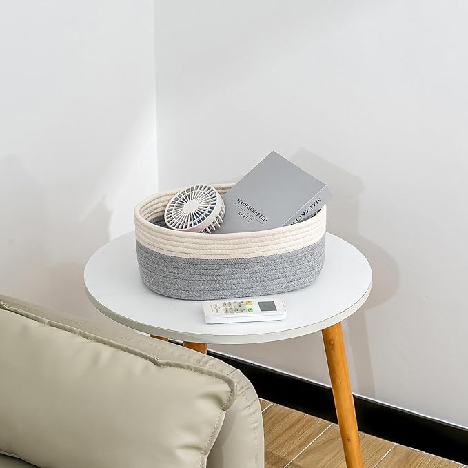 CubesLand Cube Shelf Storage Baskets for Organizing, Woven Shelf, Closet Bins Shelves Toy Basket Box Nursery Baby 2 Packs Organization Off White/Light Gray