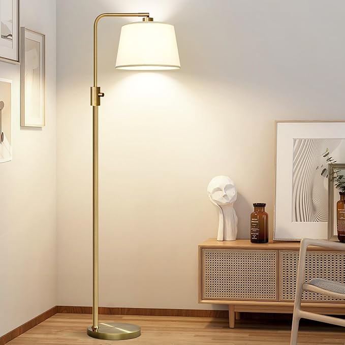 Nintiue Dimmable Floor Lamp, 1000 LM LED Edison Bulb Included, Arc Floor Lamps for Living Room Modern Standing Lamp Tall Lamps for Living Room Bedroom-Brass