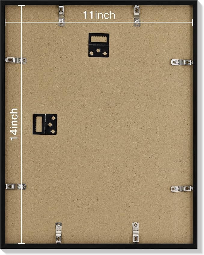 Vittanly 11x14 Picture Frame, Display Photo 8x10 with Mat or 11x14 without Mat, Plexiglass, Vertical or Horizontal Display, Perfect for Presents, Black, 1 Pack