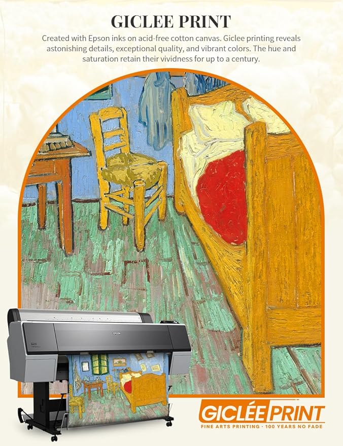 DECORARTS - Bedroom in Arles (Third version) - Vincent Van Gogh Giclee Prints w/Antique Brown Frame for Wall Decor. Picture Size: 20x16, Total Size w/Frame: 23x19