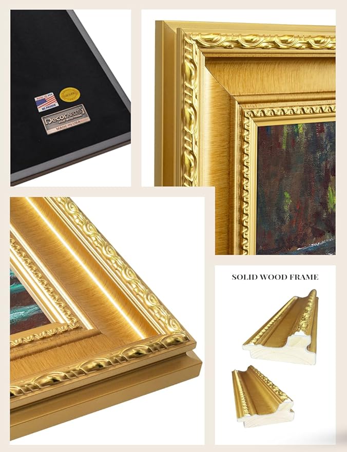 DECORARTS - Claude Monet Water Lily Pond Giclee Print with Gold Solid Wood Frame, Impressionist Large Framed Wall Art, Ready to Hang, Framed Size 24.75x28.75, Made in USA