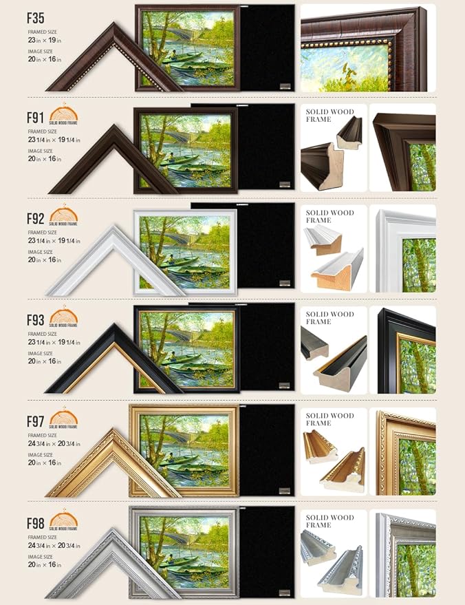 DECORARTS - Fishermen And Boats From The Pont De Clichy - Vincent Van Gogh Giclee Prints w/Antique Brown Frame for Wall Decor. Picture Size: 20x16, Total Size w/Frame: 23x19