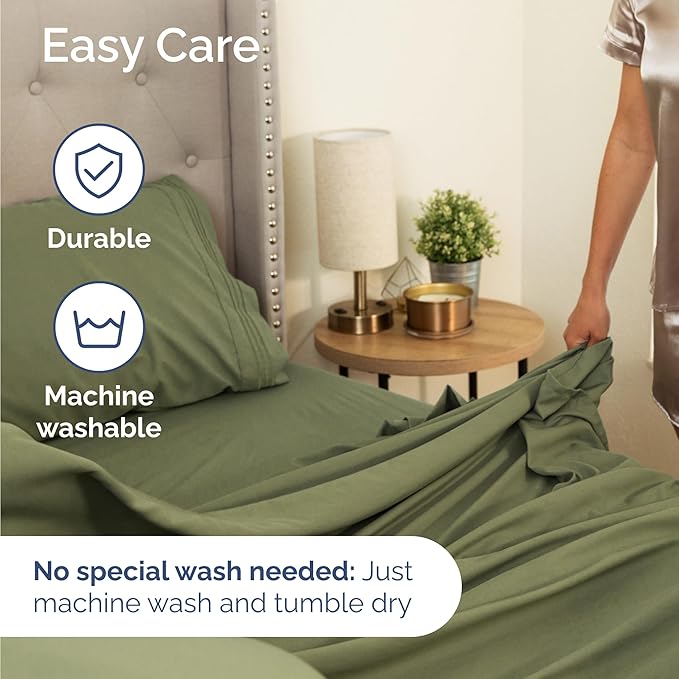 Twin Size 3 Piece Sheet Set - Comfy Breathable & Cooling Bed Sheets Set - Hotel Luxury Bedding for Women, Men, Kids, Teens, Boys & Girls - Deep Pockets, Soft and Wrinkle Free - Oeko-Tex - Sage Green