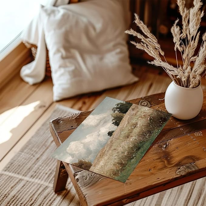 RETRART Vintage Wall Art, Wildflower Field Landscape Oil Painting - The Vast Grassland Wall Art Room Eclectic Decor - 8" x 10" Unframed Canvas Prints for Bedroom Living Room Bathroom Wall Decor