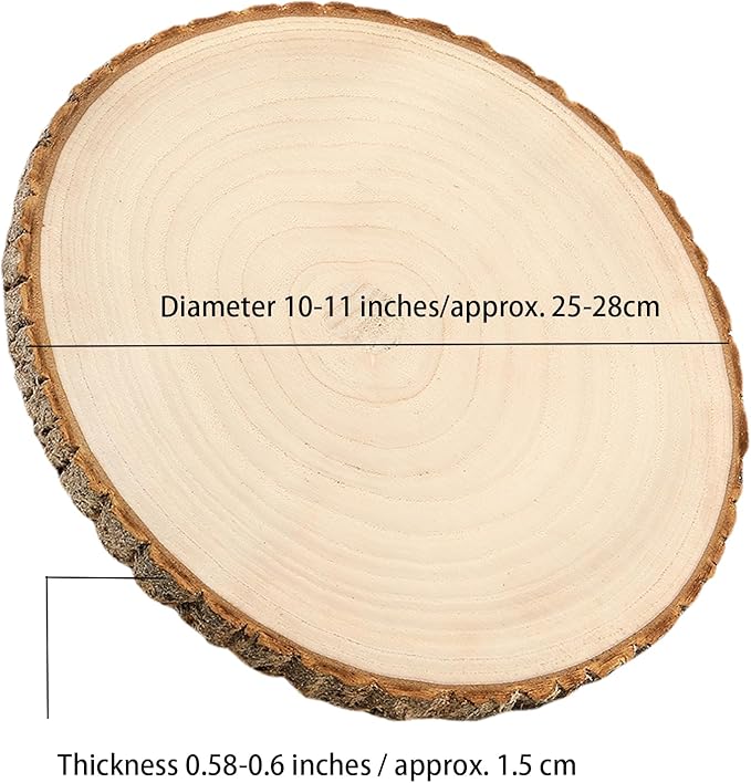 SENMUT 10 Pcs Large Wood Slices for Centerpieces 10-11 inches Wood Rounds for Tables Decor Rustic Wood Circles for DIY Crafts and Wedding Decor Round Wooden Discs Wood Slice Ornaments