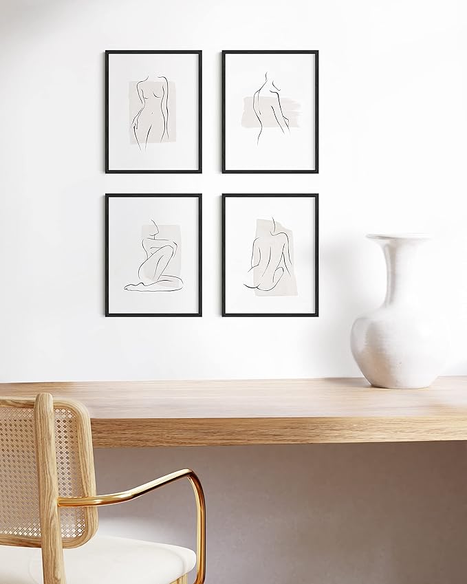 HAUS AND HUES Black Picture Frames - Black Gallery Wall Frame Set of 4, Oak Wood Frames for 8.5 x 11 Certificates