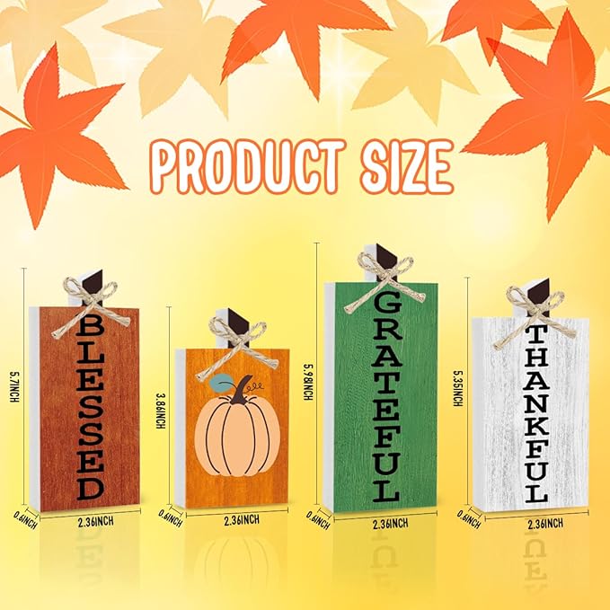 Fall Decorations for Home Thanksgiving Decorations Indoor Fall Gifts for Women Men Autumn Decor Pumpkin Fall Table Decor Sign for Farmhouse Harvest Kitchen Bathroom Bedroom Office