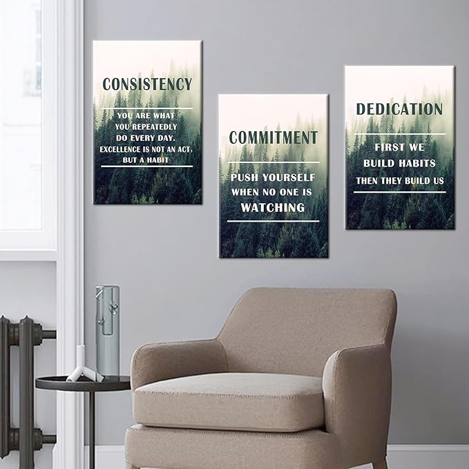Inspirational Canvas Posters Wall Art Motivational Entrepreneur Quotes 3 Piece Picture Print Positive Painting Artwork for Home Bedroom Office Wall Decoration Stretched and Framed [48''Hx24''W]