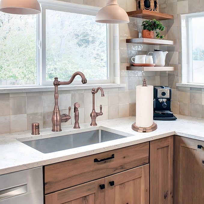 Akicon Paper Towel Holder Stand for Kitchen Countertop & Dining Room Table (Antique Copper, Classical)