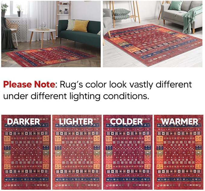 Keen Home Design 2x7 Rug - Machine Washable Runner Rug with Non-Slip Backing, Ideal for Hallway, Entryway, Kitchen, Laundry Room - Vintage, Easy Clean, Durable, Low Pile Rug - (2'6" x 7')