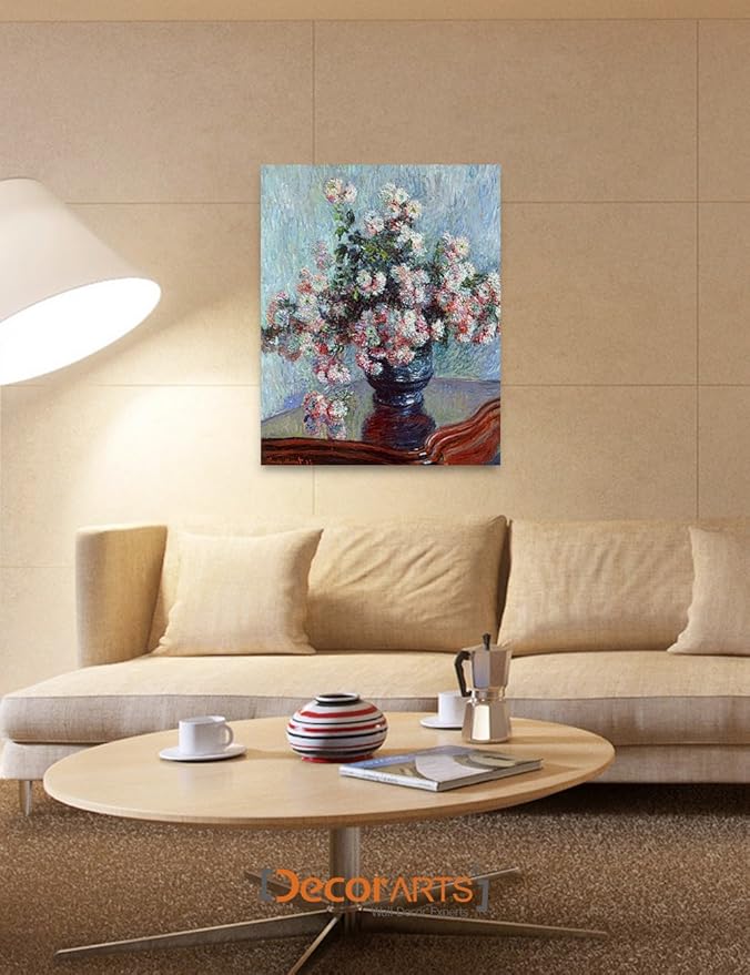 DECORARTS - Chrysanthemums, Claude Monet Art Reproduction. Giclee Canvas Prints Wall Art for Home Decor 30x24''
