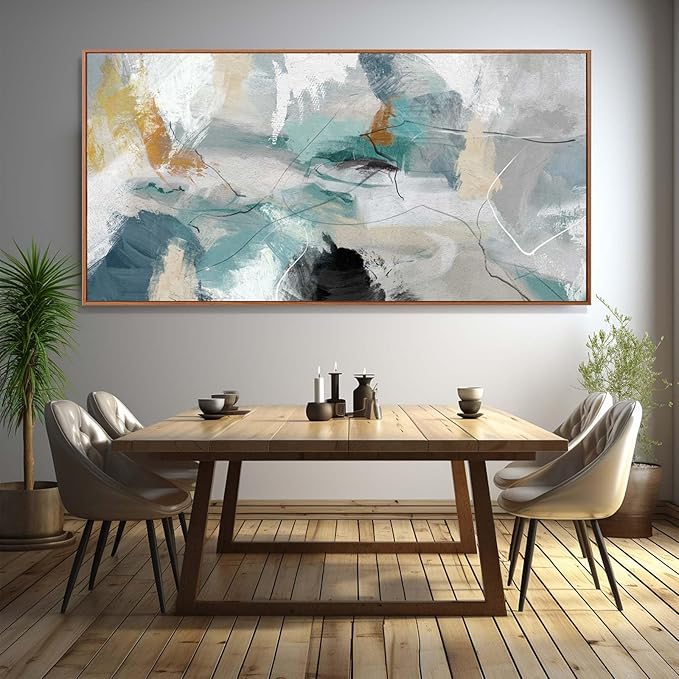 Kureful Green and White Canvas Wall Art Contemporary Wall Decor Abstract Poster Printing 36"x70" Office Art Pictures Bedroom Decorations