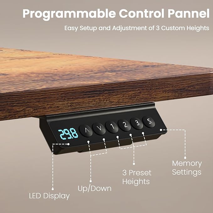 Kingant 55 x 30 Inch Standing Desk with Drawers, Adjustable Height Electric Sit Stand Desk with Storage Shelf, Rising Stand Up Computer Desk for Home Office Workstation, 3 Preset Heights