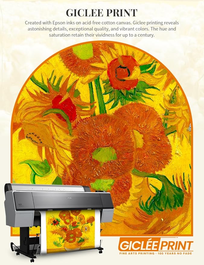 DECORARTS - Sunflowers - Vincent Van Gogh Giclee Prints w/Antique Brown Frame for Wall Decor. Picture Size: 16x20, Total Size w/Frame: 19x23