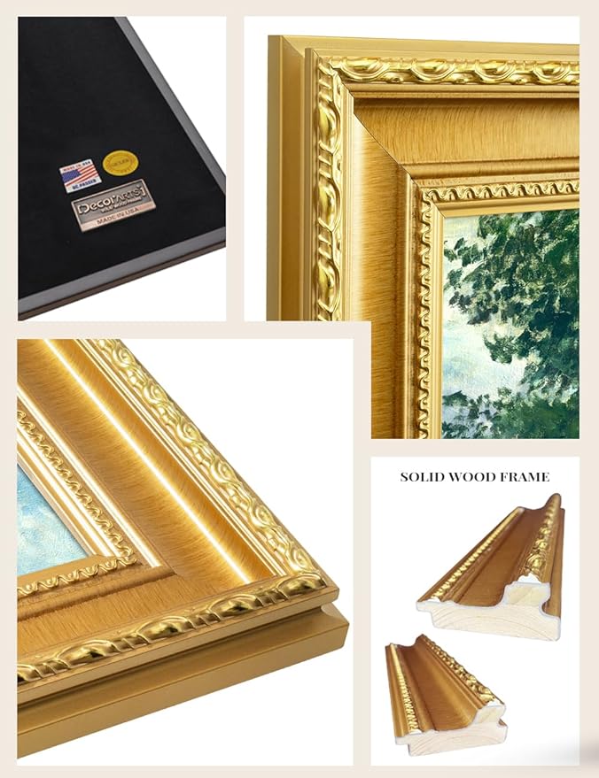 DECORARTS - Claude Monet Poppy Fields Near Argenteuil Giclee Print with Gold Solid Wood Frame, Impressionist Large Framed Wall Art, Ready to Hang, Framed Size 34.75x28.75, Made in USA