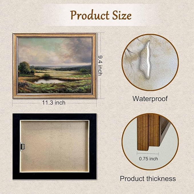 Gold Framed Vintage Wall Art Classical French Landscape Mountain Painting for Living Room Farmhouse Wall Decor (Velley, 10L x 8W)