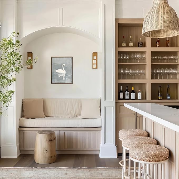 RETRART Vintage Swan Wall Art - Swan Vintage Canvas Art Prints for Wall Decor, Swan Painting white swan, Elegant Animal Oil Painting Decor for Living Room Bedroom Kitchen - 12" x 16" - UNFRAMED