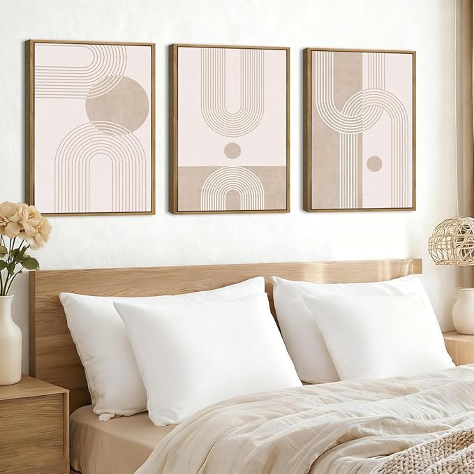 ANHUIB Neutral Wall Art Modern Boho Wall Decor Abstract Line Artwork 16x24 Inch Set of 3 for Living Room Bedroom Dining Room