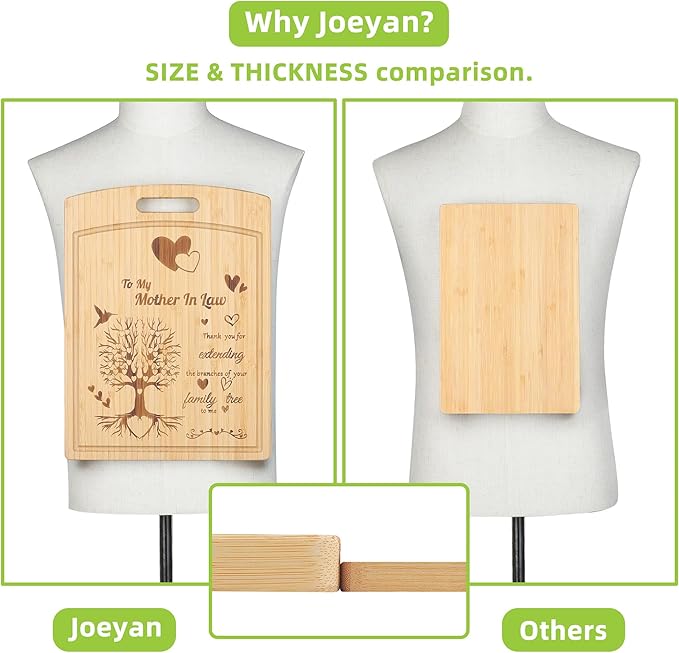 Joeyan Mother-in-Law Gift from Daughter-in-Law Son-in-Law, Personalized Engraved Cutting Board Kitchen Present for Birthday Christmas, Large Size, Heavy Duty, 16x12x0.8"