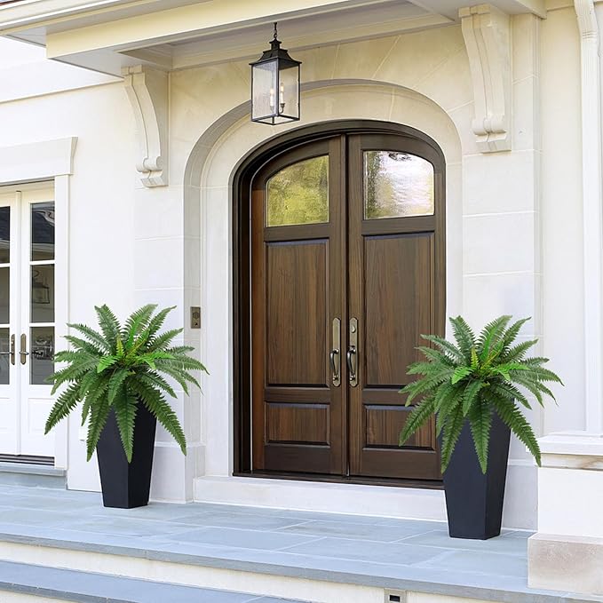 36" Artificial Boston Ferns Bush Plants, Set of 2, Large Faux Ferns Hanging Decor with 39 Fronds, Fake Vines Indoor Or Outdoors Planter for Home and Office Decor