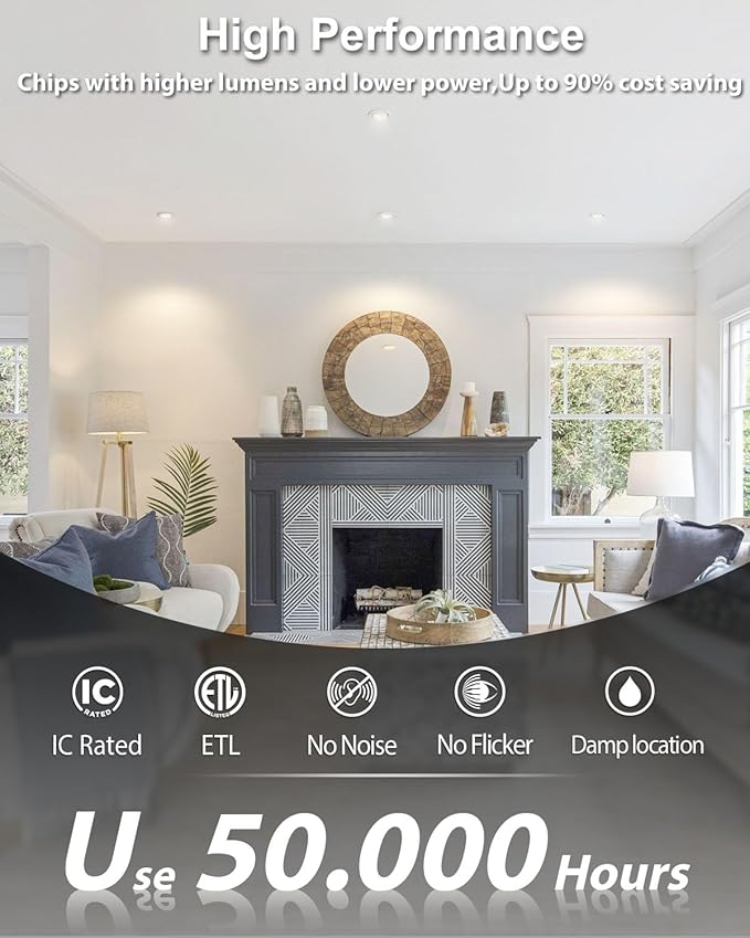 zouzai 5CCT LED Gimbal Led Recessed Light with Junction Box, 360°+90° Adjustable Directional Eyeball Lighting, Dimmable, 2700K/3000K/3500K/4000K/5000K,ETL&Energy Star (White 6 Pack, 3 inch)