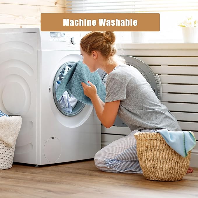 SEMAXE 12 Pack Hand Towels for Bathroom, 100% Cotton Towels with Hanging Loops, Soft and Highly Absorbent, Hand Towel Set for Gym, Shower, Hotel, Spa and Kitchen, Blue