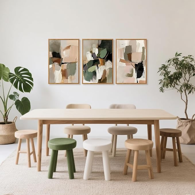 CHDITB Abstract Modern Framed Canvas Wall Art Set, Contemporary Artwork For Home Decor, Neutral Pastel Illustration Wall Painting, Nordic Minimal Zen Art Prints For Living Room Office-16 x24 x3