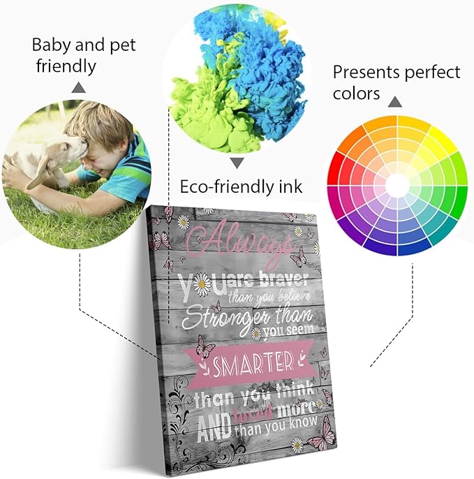 Inspirational Quotes Canvas Wall Art 12 x 16 Inch, Rustic Positive Wall Art Decor for Home Office Bathroom Bedroom Gym, Motivational Quotes