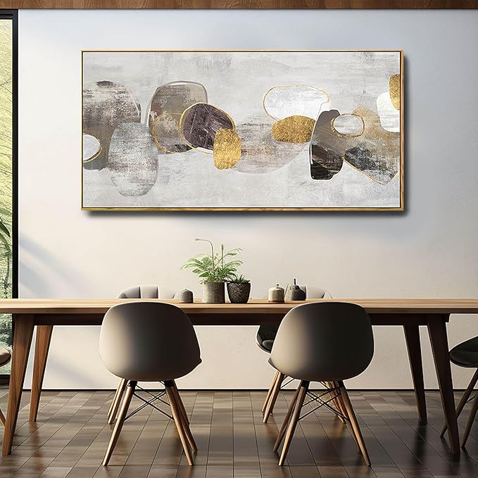 SDYA Gray Abstract Wall Art Decor 30x60 Inch Large Gold Wall Art Modern Artwork for Living Room Bedroom Office Wall Accents