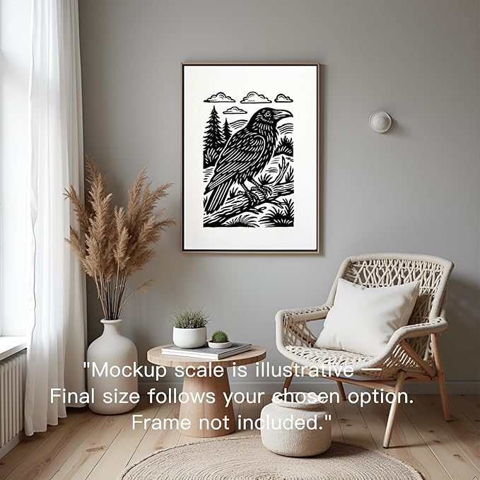 Caelumis Vintage Wall Art Decor Prints Black And White Pictures Posters For Farmhouse Living Bedroom Bathroom Room kitchen Handmade Unframed (Raven 12x16in)