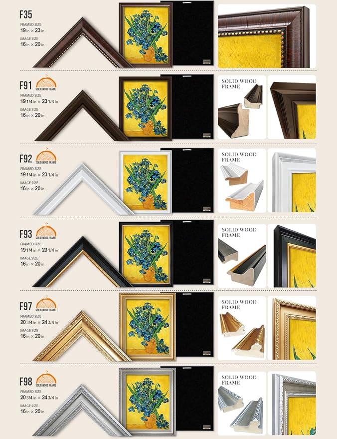 DECORARTS - Irises Vase Flower - Vincent Van Gogh Giclee Prints w/Antique Brown Frame for Wall Decor. Picture Size: 16x20, Total Size w/Frame: 19x23