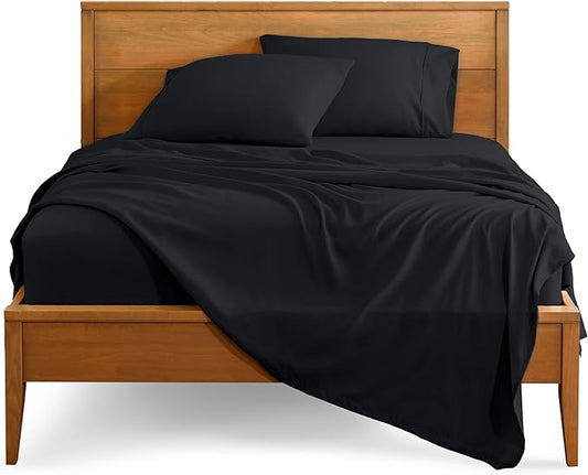 Bare Home California King Sheet Set - 1800 Ultra-Soft Microfiber Cal King Bed Sheets - Double Brushed - Deep Pockets - Easy Fit - 4 Piece Set - Bed Sheets (California King, Black)