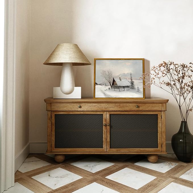 crmotu Framed Canvas Wall Art, Winter Scene Vintage Art Prints, Farmhouse Cottage Rustic Home Decorations, Snowy Cabin Pictures Wall Decor Living Room, Bedroom Kitchen Desktop Small Artwork 8x10in