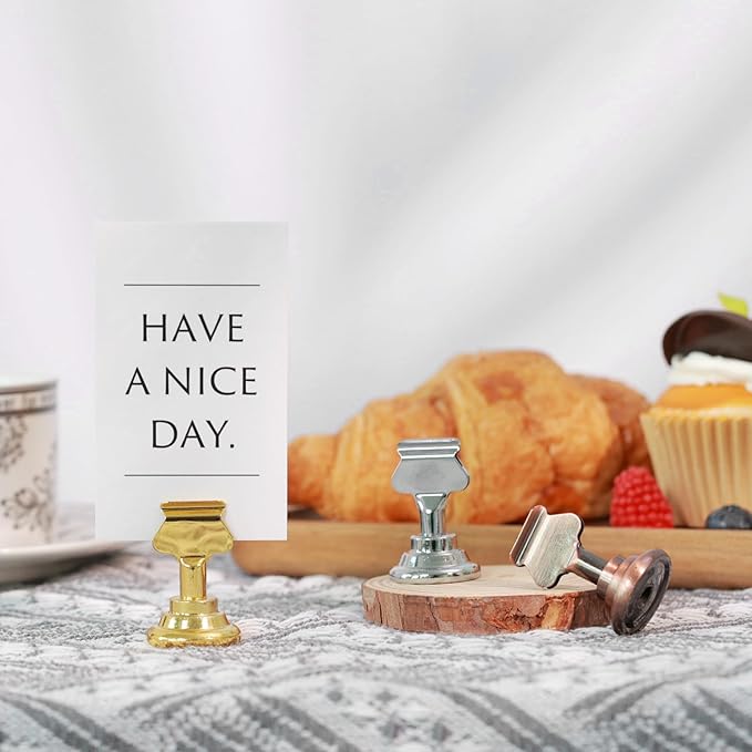 Urban Deco 16PK Table Number & Place Card Holders - 1.7 Inch Steel Holders for Photos, Food Signs, Memo Notes, Weddings, Restaurants, Birthdays (Copper)