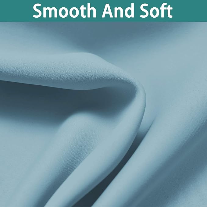 Yakamok 100% Blackout Curtains Energy Saving Thermal Insulated 2 Thick Layers Completely Blackout Drapes with Black Liner for Bedroom (52Wx63L,Sky Blue, 2 Panels)