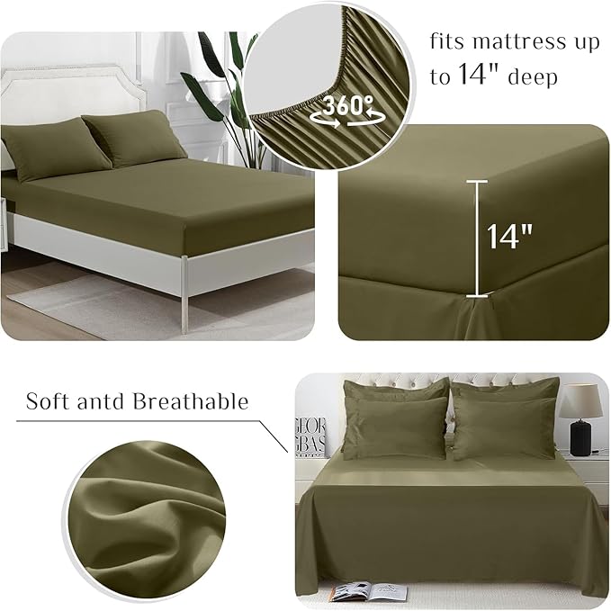 JOLLYVOGUE Queen Comforter Set, 7-Piece Bed in a Bag Queen, Ultra-Soft Comforters Queen Size, Queen Size Comforter Sets, Goose Down Alternative, Oeko-TEX Certified, Sheets & Pillowcases