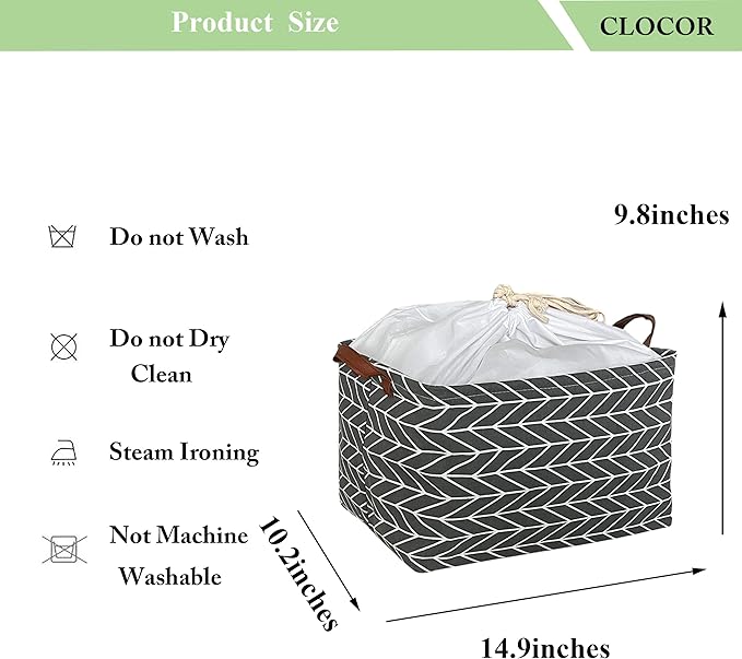 CLOCOR Rectangular Storage Basket,Collapsible Cute Pattern Storage Bin,Waterproof Coating Storage Box with Handles for Home Organization,Shelf Basket (3 Pack Grey Arrow)