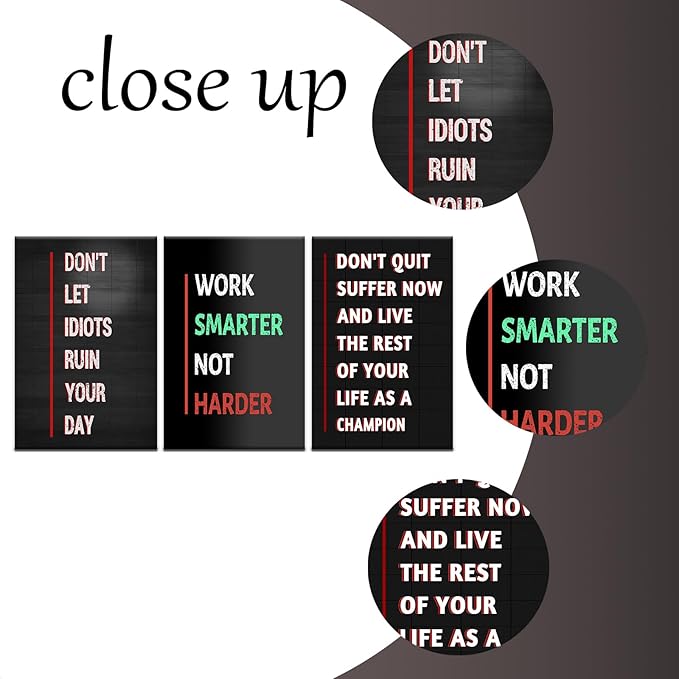 Motivational Canvas Wall Art Inspirational Entrepreneur Quotes 3 Pieces Poster Print Positive Painting for Modern Home Living Room Workplace Gym Picture Wall Decoration Ready to Hang [60''Wx28''H]