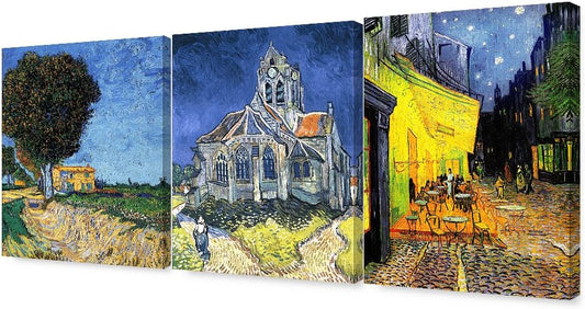 DECORARTS - Triptych (Van Gogh Famous Art Series), Vincent Classic Art Reproduction. Giclee Canvas Prints Wall Art for Home Decor 20x16, 3pcs/set
