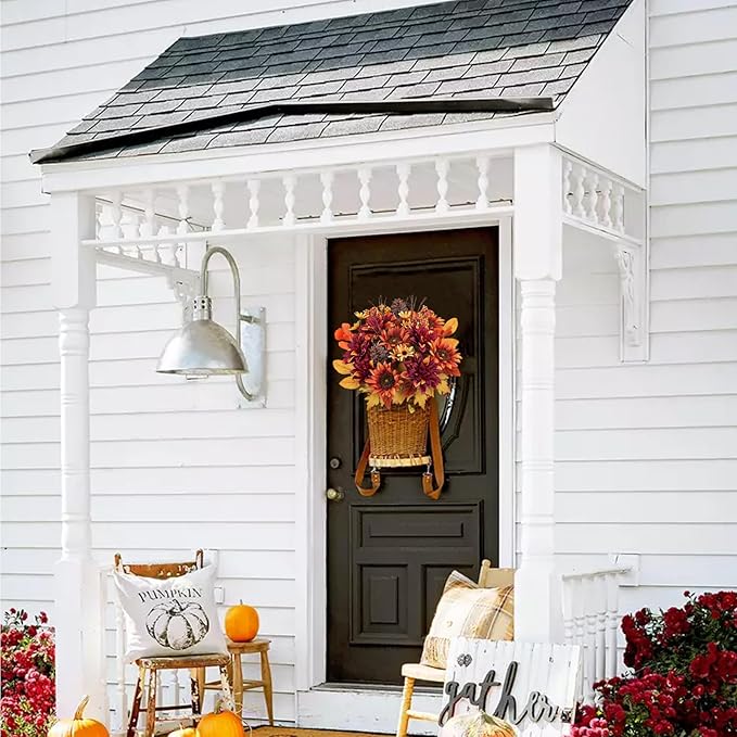 HUAESIN Artificial Fall Flowers Faux Sunflowers Bouquets Fake Peony Silk Dahlia Autumn Silk Floral Arrangements for Home Decor Indoor Living Room Kitchen Table Cemetery Grave Flowers