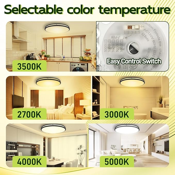 hykolity 32 Inch Oval LED Ceiling Light, 60W, 4000LM, 2700K/3000K/3500K/4000K/5000K Adjustable, Oil Rubbed Bronze Finish Dimmable Flushmount Ceiling Light for Bedroom, Living Room