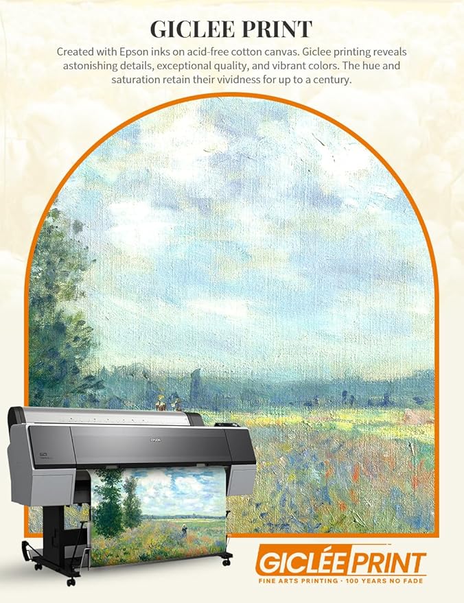 DECORARTS - Poppy Fields near Argenteuil by Claude Monet, Museum-Quality Giclee Canvas Print, Wall Art Reproduction, 40" W x 30" H, Made in USA