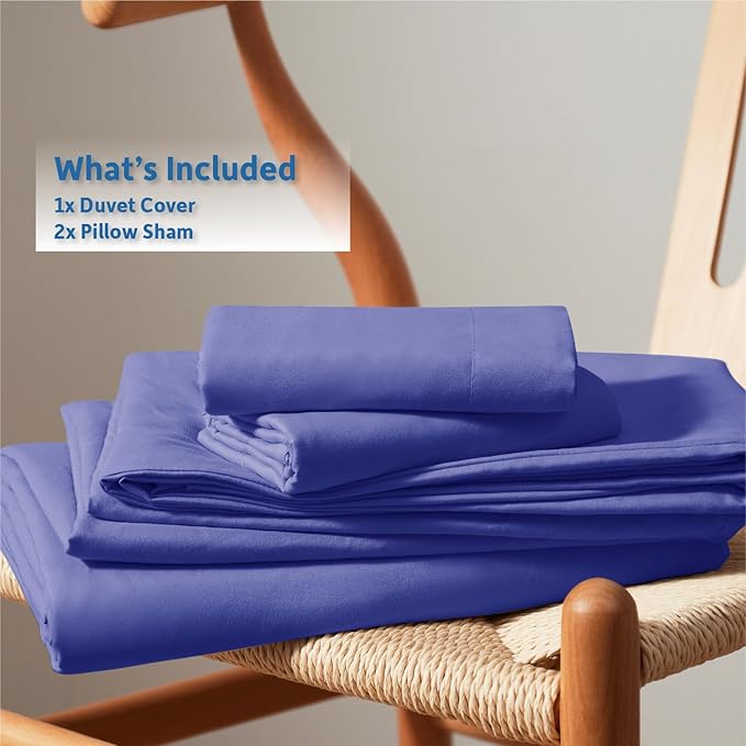 Nestl Royal Blue Duvet Cover King Size - Soft Double Brushed King Duvet Cover Set, 3 Piece, with Button Closure, 1 Duvet Cover 104x90 inches and 2 Pillow Shams