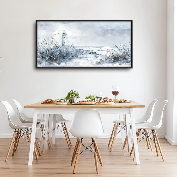 Flintis Large Lighthouse Wall Art Beach Lighthouse Pictures Wall Decor Abstract Nautical Canvas Painting Print Artwork Decoration Framed for Living Room Bathroom Master Bedroom Office 60L x 30W