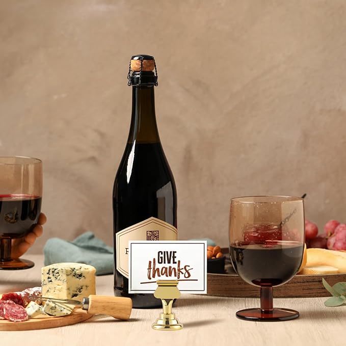 Urban Deco 16 Pieces Table Card Holder Place Card Holders 1.7 inches Gold Steel Card Holders for Photos, Food Signs, Memo Notes, Weddings, Restaurants, Birthdays. (Gold)